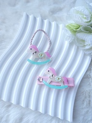 手繪木馬髮飾 髮圈髮夾 熱縮片滴膠 UV Resin hair accessories