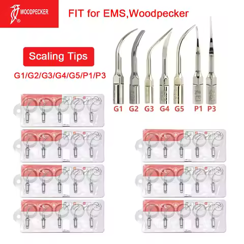 Woodpecker Dental Ultrasonic Scaler Tips 100% Original G1 G2 G3 G4 G5 P1 P3 Dental Scaler Tips Fit E