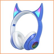 Headset Over Ear Wireless Devil Cat Ear Wireless Sports Headphones Lightweight Gamer Headphones Spor