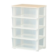 JEJ PITT寬型四層透明抽屜櫃(木紋上蓋)