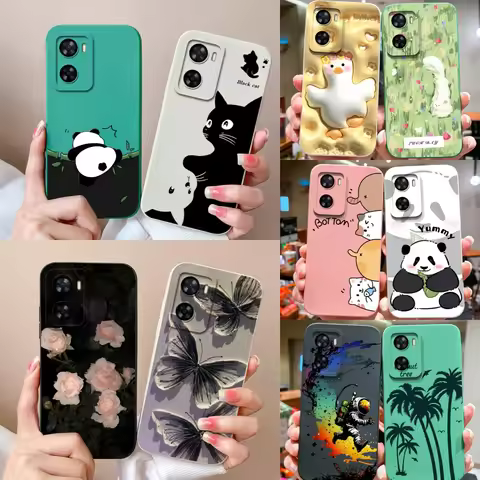 For Oppo A57 A57S A57E Case Cute Cartoon Soft Liquid Silicone Back Cover For Oppo A 57 4G 5G Full Pr