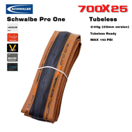 ยางนอกจักรยานเสือหมอบ Schwalbe Pro One Tubeless สีดำ สีคลาสสิค 700X25 700X28