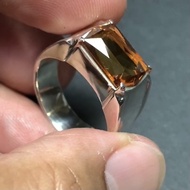 Golden Citrine 5ct with 950 Silver Ring (Handmade)