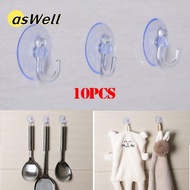 ASWELL 10 Pcs Wall Hook  Hanger Rails Transparent