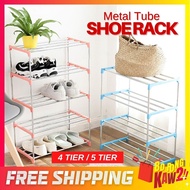 Metal Tube Shoe Rack 4 / 5 Tier Lightweight Easy To Assemble Shoe Rack Rak Kasut Moden