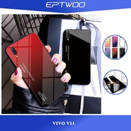 EPTWOOสำหรับVivo V11โทรศัพท์เคสไล่ระดับสีกระจกเทมเปอร์ปลอกแก้วฝาหลังกันชนTPUอ่อนกรณีJB-01