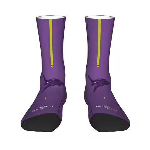 Funny Sock Bandai EVA Neon Genesis Evangelion EVA 01 Rock Seamless Pattern Printed Men Crew Socks No