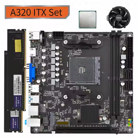 JINGSHA A320 ITX Motherboard Set Office Suite Ryzen 3000-5000 DDR4 Max 64GBB Memory AM4 Motherboard 