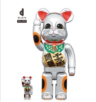 Bearbrick Manekineko Sliver Plated 400% &amp; 100%