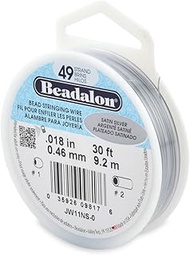 Beadalon Beading Wire 49 Strand 0.46mm (.018in) - Satin Silver - 9.2m (30ft)