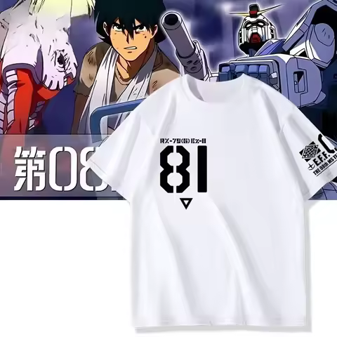 Mobile Suit Gundam 08MS Squad Ez-8 Logo Anime Printed Short Sleeve T-shirt Men's and Women's T-shirt