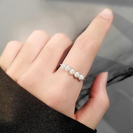 S925 Sterling Silver Pearl Anxiety Ring Adjustable Micro-Rotating Bead Anxiety Ring Ring