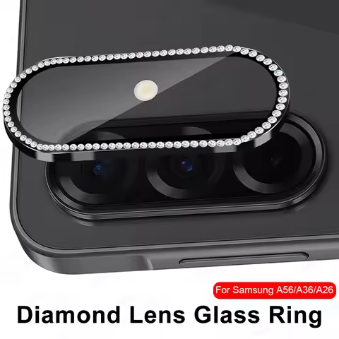 for Samsung Galaxy A56 5G Case Diamond Camera Screen Protector 9H Tempered Glass Camera Cover A56 A3