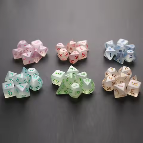 7pcs/set Polyhedral 7-Die Carved Pattern Dice Set D4 D6 D8 D10 D% D12 D20 For Game