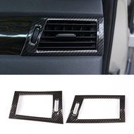 2 In A Set Glossy Carbon Fiber Pattern Style Car Front Vent Decorative Frame Air Conditioning Cover 