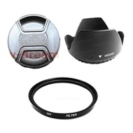 52mm UV Filter + Lens Hood + Lens Cap Cover Kit for Nikon Canon Pentax Olympus Sony Camera 52 mm-ozhu