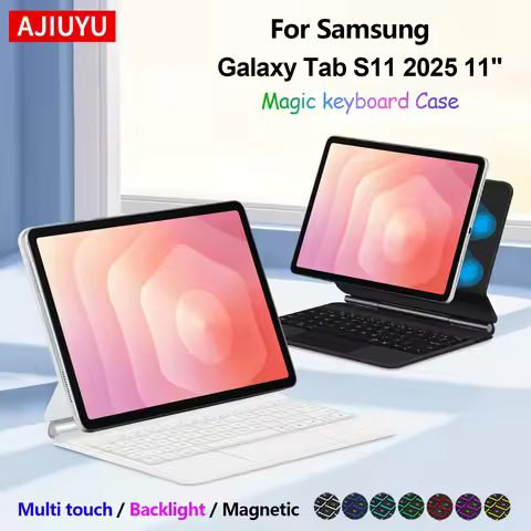AJIUYU Magic Backlight Keyboard Folio For Samsung Galaxy Tab S11 2025 11 Inch SM-X730 SM-X736 Smart 