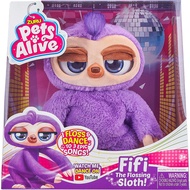Pets Alive Fifi the Flossing Sloth Purple - 11" Interactive Animal Dancing Robotic Plush Toy