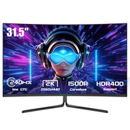32 Inch 240Hz 1440P Gaming Monitor Curved, 2K QHD 2560 x 1440 1ms, Adaptive Sync, 1500R Frameless VA
