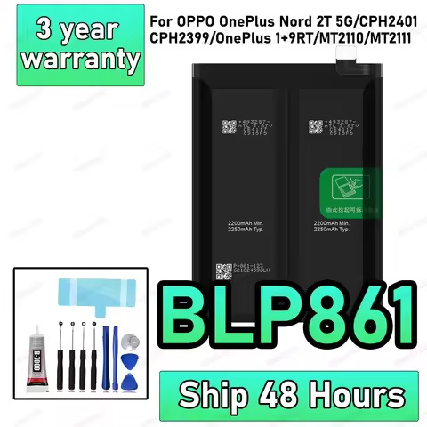 100% New High Quanlity BLP861 Replacement Battery For OPPO OnePlus Nord 2T 5G/OnePlus 9RT Batteries+