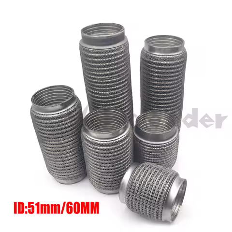 51/60mm Car Exhaust Flex Pipes Tube Flex Coupler Stainless Steel 100mm 120mm 160mm 180mm 200mm 252mm