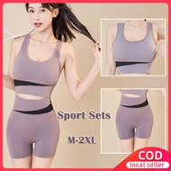 Gym Yoga Set Push Up Sport Bra High Waist Shorts Workout Sports Wear Women Contrast Color Running Pa