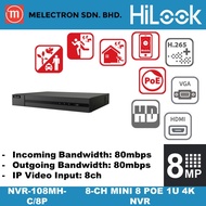 HiLook NVR-108MH-C/8P 8ch 8xPoE Network Video Recorder (4K Resolution)