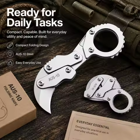 Precision EDC Folding Claw Knife Multi functional Outdoor Knife AUS 10 Steel Pocket Utility Knife