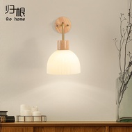 Japanese-Style Log Bedroom Bedside Wall Lamp Silent Style Wooden Art Study Lamp Corridor Aisle Balcony Led Living Room Lamps