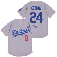 IMPORTED EMBROIDERY JERSEY BASEBALL SHIRT LOS ANGELES LA DODGERS 8/24 KOBE BRYANT HONOR KB GREY GREY