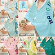 Sanrio Hangyodon Flannel Snap-button Blanket, Multi-functional Flannel Shawl, Wearable for Office Us
