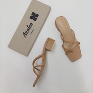 Azalea 1 inch Veronica In Beige 1 inch Heels Leather Sandals