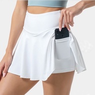 Women Pleated Tennis Skirt with Pockets Shorts Athletic Skirts Crossover High Waisted Athletic Golf 