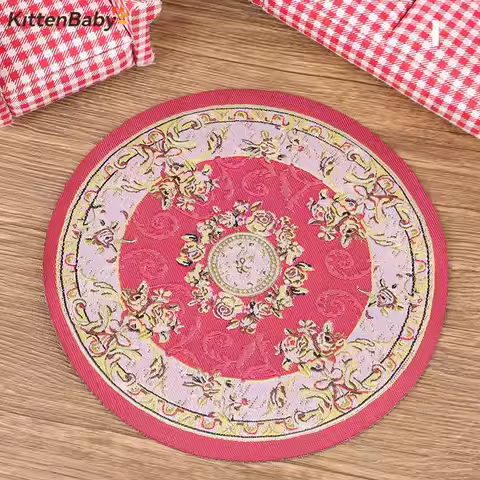 1Pc 1:12 Dollhouse Miniature Floor Rug Cover Carpet Floor Mat Woven Carpet Model DollHouse Bedroom L