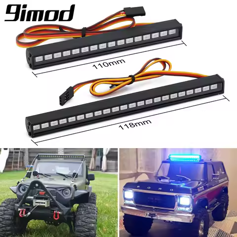 9imod Metal 16/22LED RC Roof Lamp Light Bar Colorful for 1/10 RC Crawler Car Axial SCX10 90046 D90 T