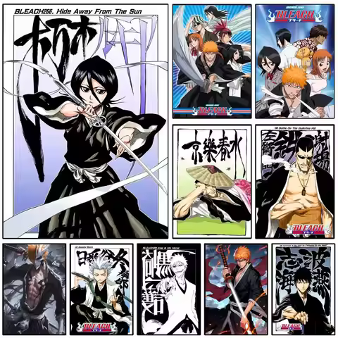 Anime B-BLEACH Poster Self-adhesive Art Waterproof Paper Sticker Coffee House Wall Decor