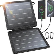 10W Solar Charger, IP65 Waterproof, Foldable with Dual USB Outputs (5V/2A Max) for iPhone, iPad, Sam