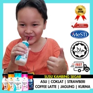 Kaprima Susu Kambing Segar UHT 125ml Perisa Coklat Strawberi Kurma Coffee Jagung Asli