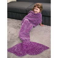 [COSY & TRENDY] Kids' Crochet Knitted Faux Mohair Mermaid Blanket Throw