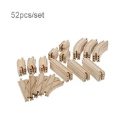 Wooden Train Track 52 Pcs / Set Compatible With All Major Brands Wooden Railway Gift For Kids Wooden Toys For Girls Boys