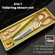 [1 Set/ 3 in 1box] Gunting Tailor/Gunting Kain Jahit/Gunting Sulaman/Sarung Jari/ Tailoring Scissors