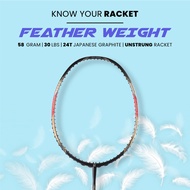 APACS Feather Weight 55 Super Light 58 Gram 8U 30 lbs Orange Black Badminton Racket