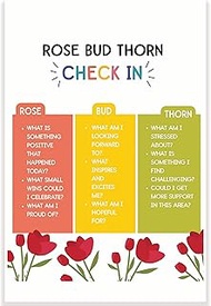 Printlabz Rose Bud Thorn Check In Classroom Poster - Mental Health - Emotional Intelligence - 12 x 1