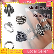 5Pcs Hip Hop Skull ring Vintage Gothic ring For Men Women Gothic Skull Ring Set Daily Accessories