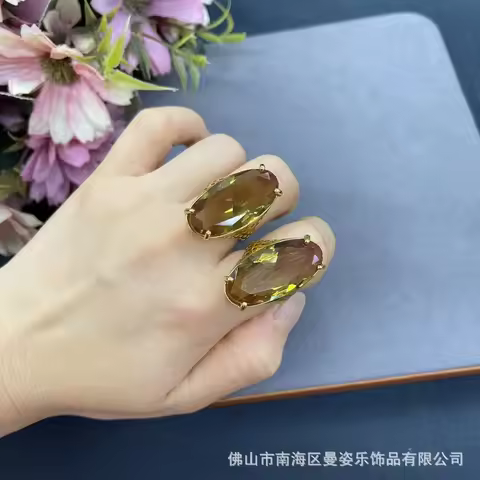 Turkey imported sultan stone copper plated 18K real gold live ring French vintage popular recommenda
