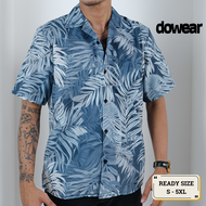 Dowear Baju Kemeja Motif Kekinian Cowok Cewek Bali Pantai Surfing Hawai Jumbo DAUN ABU 078