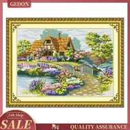 [Gedon] Stamped Cross Stitch with Pre-printed Cottage Pattern Needlework Craft