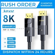 Jasoz 8K@60Hz 4K@144Hz Displayport 1.4 Video Audio Cable Male to Male DP For Tv Audio Gaming