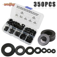 YOLANDA 350pcs Nylon Flat Washer Black 7 Sizes Gasket M2 M2.5 M3 M4 M5 M6 M8