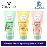GInvera World Spa Body Scrub / Skrub Badan 200ml ( Mugwort & Mung Bean / Honey Olive / Peachy Rose )